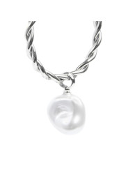 Monorecchino Donna cerchio arrotolato Marlù acciaio con perla 33OR0069-W