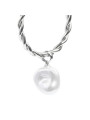 Monorecchino Donna cerchio arrotolato Marlù acciaio con perla 33OR0069-W