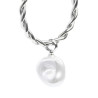 Monorecchino Donna cerchio arrotolato Marlù acciaio con perla 33OR0069-W