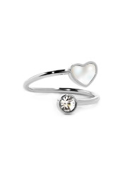 Anello Marlù Donna 15AN010W-S in Acciaio Silver cuore madre perla