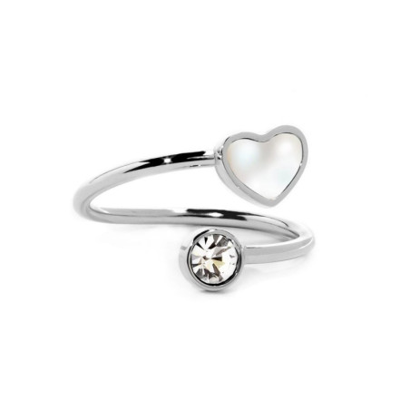Anello Marlù Donna 15AN010W-S in Acciaio Silver cuore madre perla