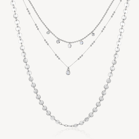 Collana Donna Brosway Symphonia BYM109 Triplo Filo in Acciaio Silver