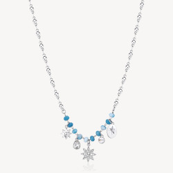 Collana Donna Brosway Chakra BHKN084 in Acciaio Silver e Calcedonio Azzurro e Stella