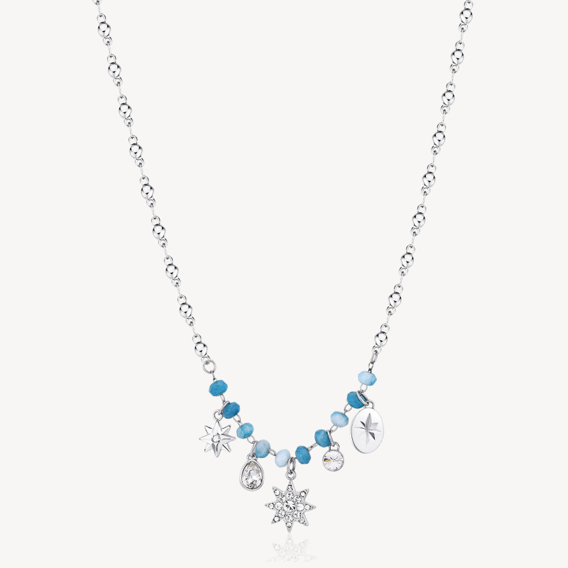 Collana Donna Brosway Chakra BHKN084 in Acciaio Silver e Calcedonio Azzurro e Stella Collana Donna Brosway Chakra BHKN084 in Acciaio Silver e Calcedonio Azzurro e Stella