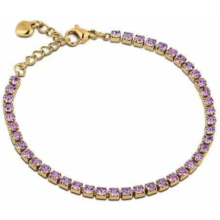 Bracciale donna Tennis Ops Objects Glimmer OPSBR-944 Acciaio Oro Pietre Lilla