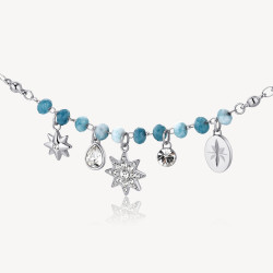 Collana Donna Brosway Chakra BHKN084 in Acciaio Silver e Calcedonio Azzurro e Stella