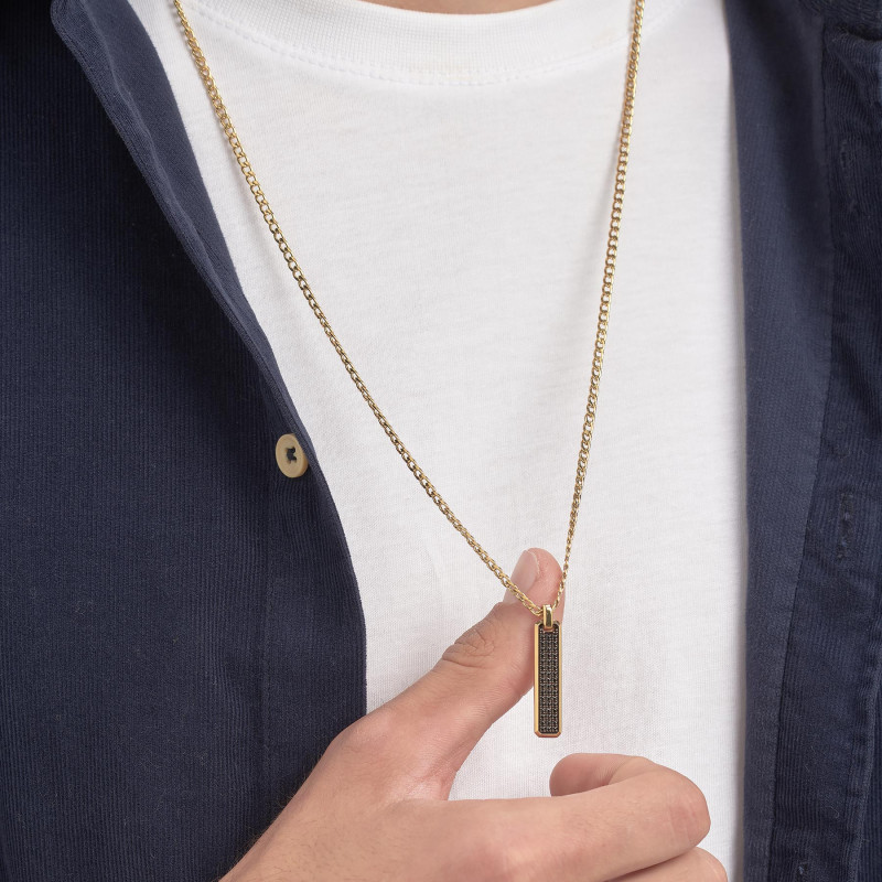 Collana Uomo Brosway Ink BIK112 in Acciaio Pvd Oro con Pendente
