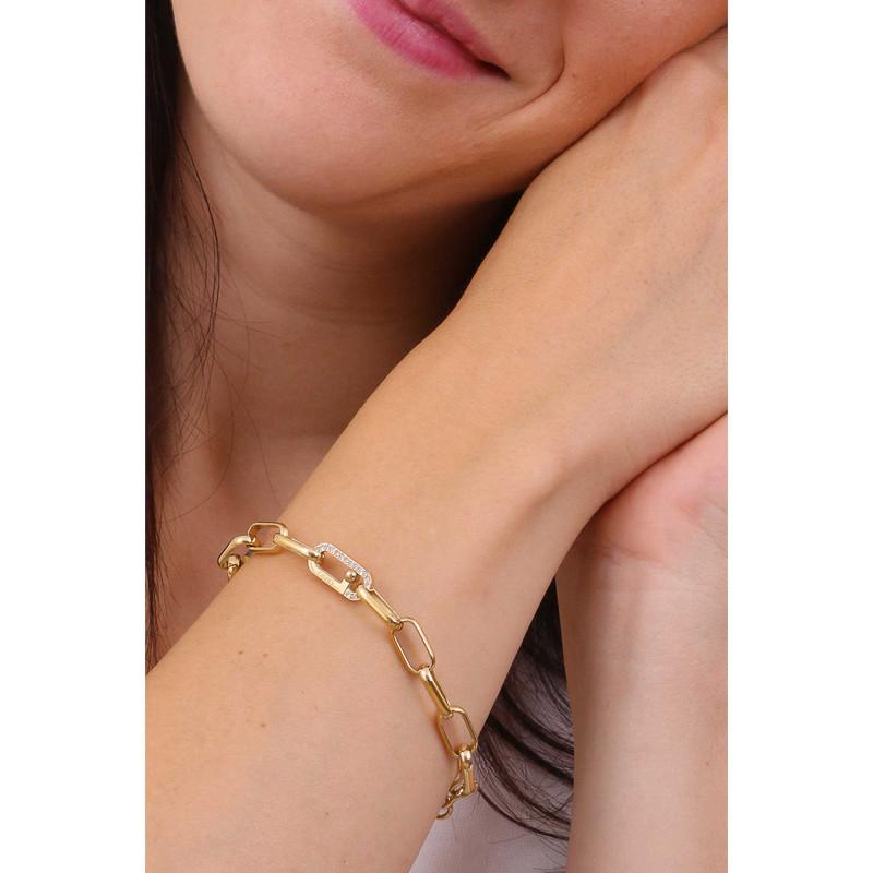Bracelet Woman LIU JO LJ1799 Chain Color Yellow Gold with Zircons