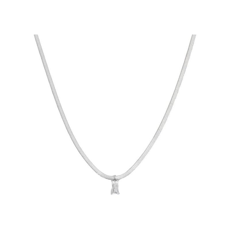 Collana Donna Marlù Sparkles 31CN0001-W in Acciaio Silver Snake con Zircone Bianco
