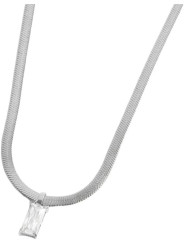 Collana Donna Marlù Sparkles 31CN0001-W in Acciaio Silver Snake con Zircone Bianco