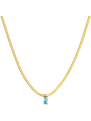 Collana Donna Marlù Sparkles 31CN0001G-AM in Acciaio Pvd Oro Snake con Zircone Azzurro