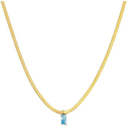 Collana Donna Marlù Sparkles 31CN0001G-AM in Acciaio Pvd Oro Snake con Zircone Azzurro