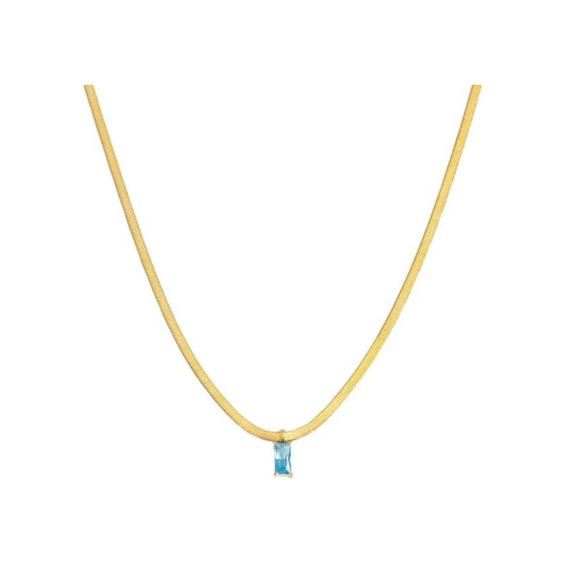 Collana Donna Marlù Sparkles 31CN0001G-AM in Acciaio Pvd Oro Snake con Zircone Azzurro Collana Donna Marlù Sparkles 31CN0001G-AM in Acciaio Pvd Oro Snake con Zircone Azzurro