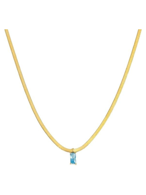 Collana Donna Marlù Sparkles 31CN0001G-AM in Acciaio Pvd Oro Snake con Zircone Azzurro