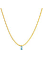 Collana Donna Marlù Sparkles 31CN0001G-AM in Acciaio Pvd Oro Snake con Zircone Azzurro