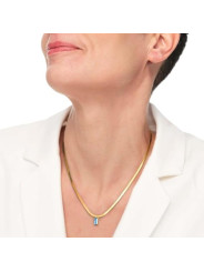 Collana Donna Marlù Sparkles 31CN0001G-AM in Acciaio Pvd Oro Snake con Zircone Azzurro