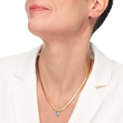 Collana Donna Marlù Sparkles 31CN0001G-AM in Acciaio Pvd Oro Snake con Zircone Azzurro
