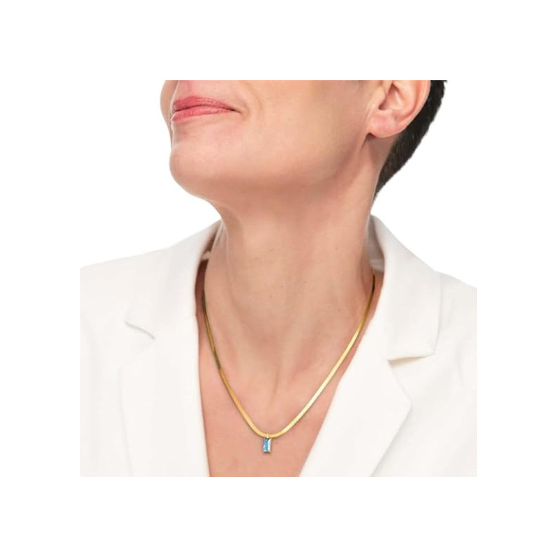 Collana Donna Marlù Sparkles 31CN0001G-AM in Acciaio Pvd Oro Snake con Zircone Azzurro
