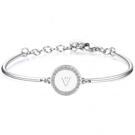 BRACCIALE DONNA Brosway Chakra INIZIALE LETTERA V BHK145 in Acciaio Silver