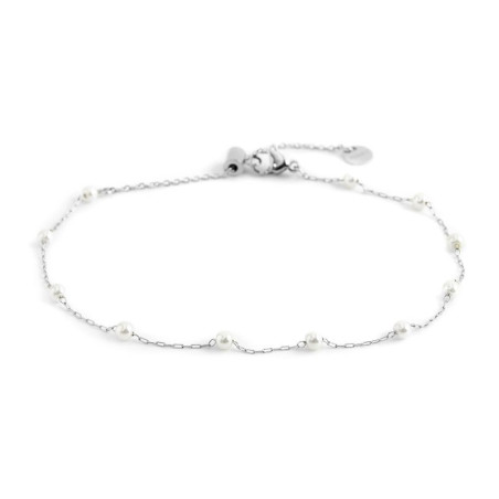 Cavigliera Marlù Donna 20CV045-W in Acciaio Silver con Perle