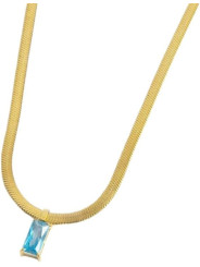 Collana Donna Marlù Sparkles 31CN0001G-AM in Acciaio Pvd Oro Snake con Zircone Azzurro