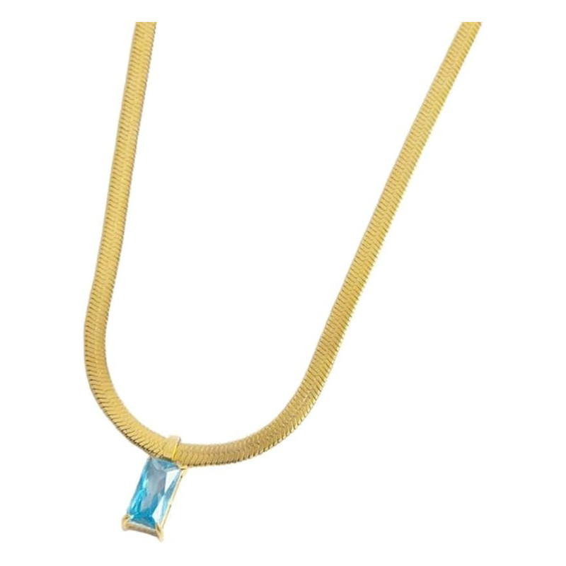 Collana Donna Marlù Sparkles 31CN0001G-AM in Acciaio Pvd Oro Snake con Zircone Azzurro