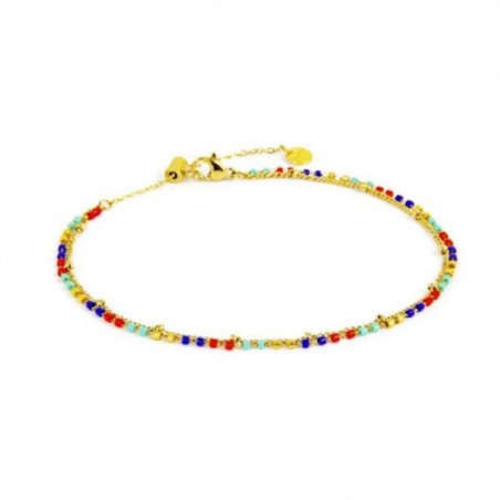 Cavigliera Donna Marlù 20CV053G-RGB doppia catena e multicolor pvd oro