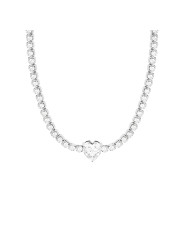 Collana Donna Liujo LJ2441 in Acciaio Silver con Cristalli e Centrale Cuore