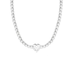 Collana Donna Liujo LJ2441 in Acciaio Silver con Cristalli e Centrale Cuore
