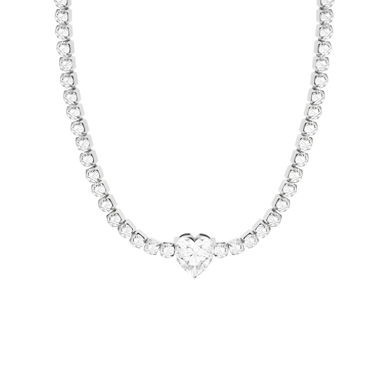 Collana Donna Liujo LJ2441 in Acciaio Silver con Cristalli e Centrale Cuore Collana Donna Liujo LJ2441 in Acciaio Silver con Cristalli e Centrale Cuore