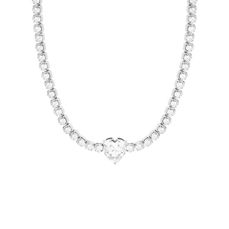 Collana Donna Liujo LJ2441 in Acciaio Silver con Cristalli e Centrale Cuore