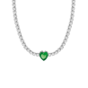Collana Donna Liujo LJ2447 in Acciaio Silver con Cristalli Bianchi Cuore Centrale Verde