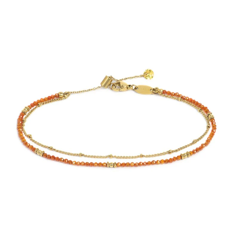 Cavigliera Donna Marlù 20CV089G-H doppia catena Pvd Oro e Arancio Cavigliera Donna Marlù 20CV089G-H doppia catena Pvd Oro e Arancio