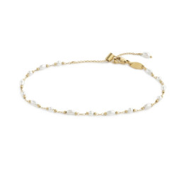 Cavigliera Donna Marlù 20CV091G-W catena con perle ovali e a sfera
