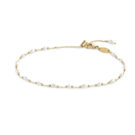 Cavigliera Donna Marlù 20CV091G-W catena con perle ovali e a sfera