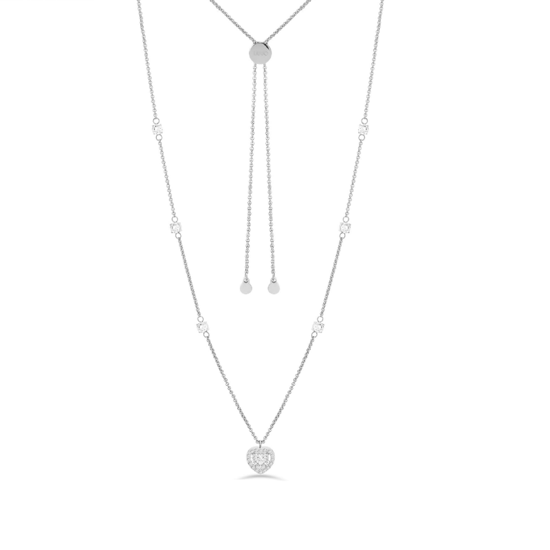 Collana Donna Liujo LJ2251 in Acciaio 3161l Silver con Cuore Pendente e Cristalli Collana Donna Liujo LJ2251 in Acciaio 3161l Silver con Cuore Pendente e Cristalli