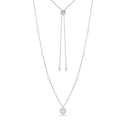 Collana Donna Liujo LJ2251 in Acciaio 3161l Silver con Cuore Pendente e Cristalli