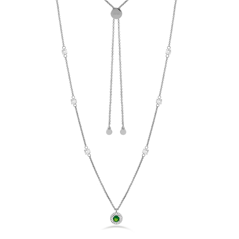 Collana Donna Liujo LJ2271 in Acciaio 3161l Silver con Pendente Zircone Verde Collana Donna Liujo LJ2271 in Acciaio 3161l Silver con Pendente Zircone Verde