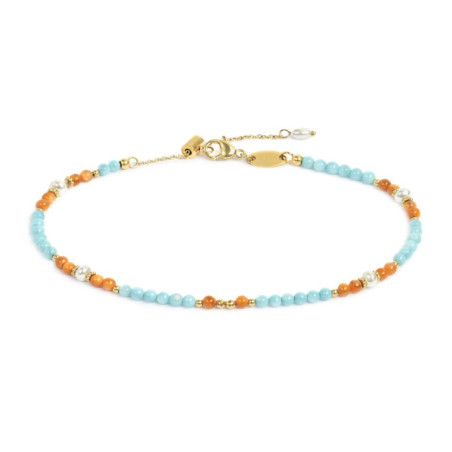Cavigliera Donna Marlù 20CV093G con elementi madreperla colorati e perle bianche irregolari