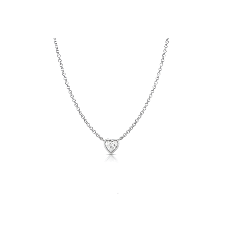 Collana Donna Liujo LJ2527 in Acciaio 3161l Silver con Cuore Centrale e Cristalli Bianchi