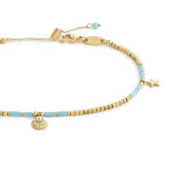Cavigliera Donna Marlù 20CV092G-T con ematite cubica alternata a perline conchiglia e stelle marine pendenti