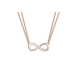 Collana Donna Liujo LJ2515 in Acciaio 3161l Pvd Oro Rosa con Infinito Centrale e Zirconi 45+5cm