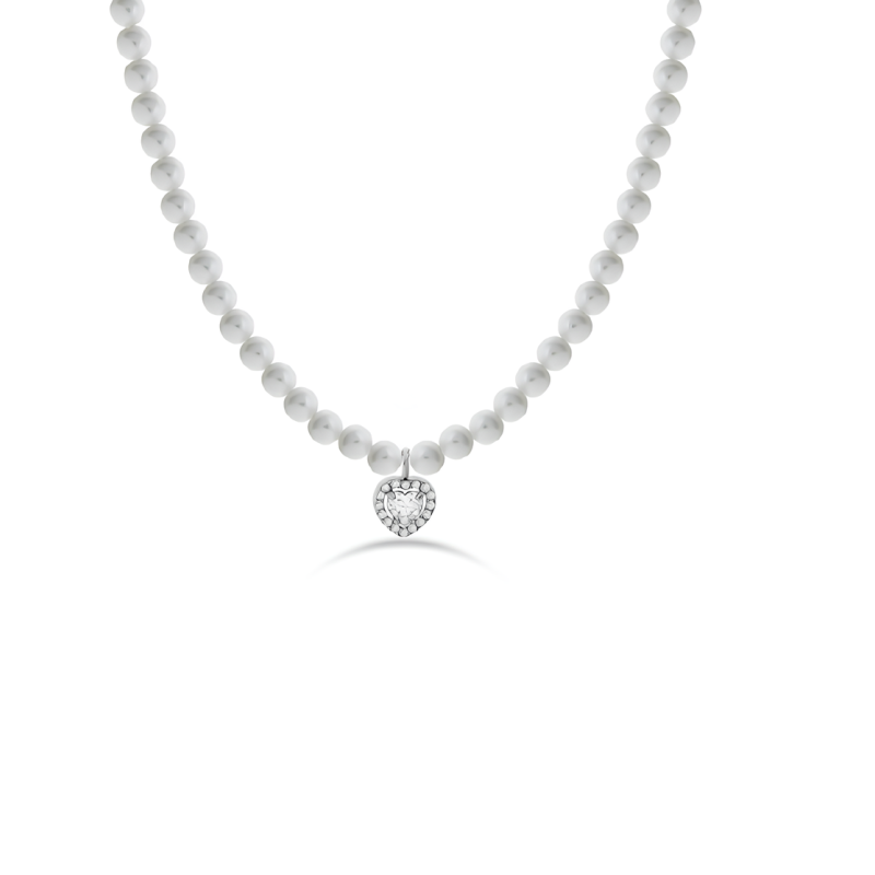 Collana con Perle Donna Liujo LJ2577 in Acciaio 3161l con Ciondolo Cuore in Acciaio e Zirconi Collana con Perle Donna Liujo LJ2577 in Acciaio 3161l con Ciondolo Cuore in Acciaio e Zirconi