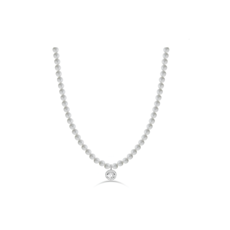Collana con Perle Donna Liujo LJ2579 in Acciaio 3161l con Ciondolo in Acciaio e Zirconi Collana con Perle Donna Liujo LJ2579 in Acciaio 3161l con Ciondolo in Acciaio e Zirconi