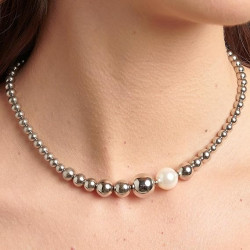 Collana Donna Brosway Perfect BPC01 in Acciaio Silver e Perla di Conchiglia