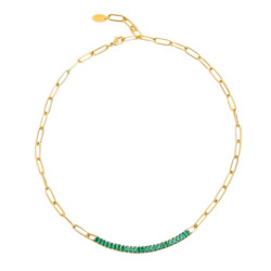 Collana Donna Marlù 33CN0014G-V Vision Catena in Acciaio Oro Centrale Zirconi Verdi