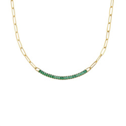 Collana Donna Marlù 33CN0014G-V Vision Catena in Acciaio Oro Centrale Zirconi Verdi