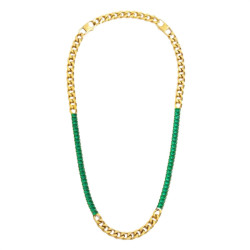 Collana Donna Marlù 33CN0015G-V Vision Catena Grumetta in Acciaio Oro Zirconi Verdi