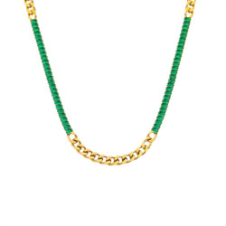 Collana Donna Marlù 33CN0015G-V Vision Catena Grumetta in Acciaio Oro Zirconi Verdi