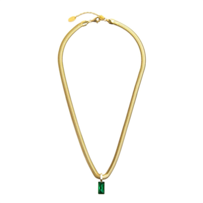Collana Donna Marlù 33CN0016G-V Vision Catena Snake in Acciaio Oro e Zircone Verde Collana Donna Marlù 33CN0016G-V Vision Catena Snake in Acciaio Oro e Zircone Verde